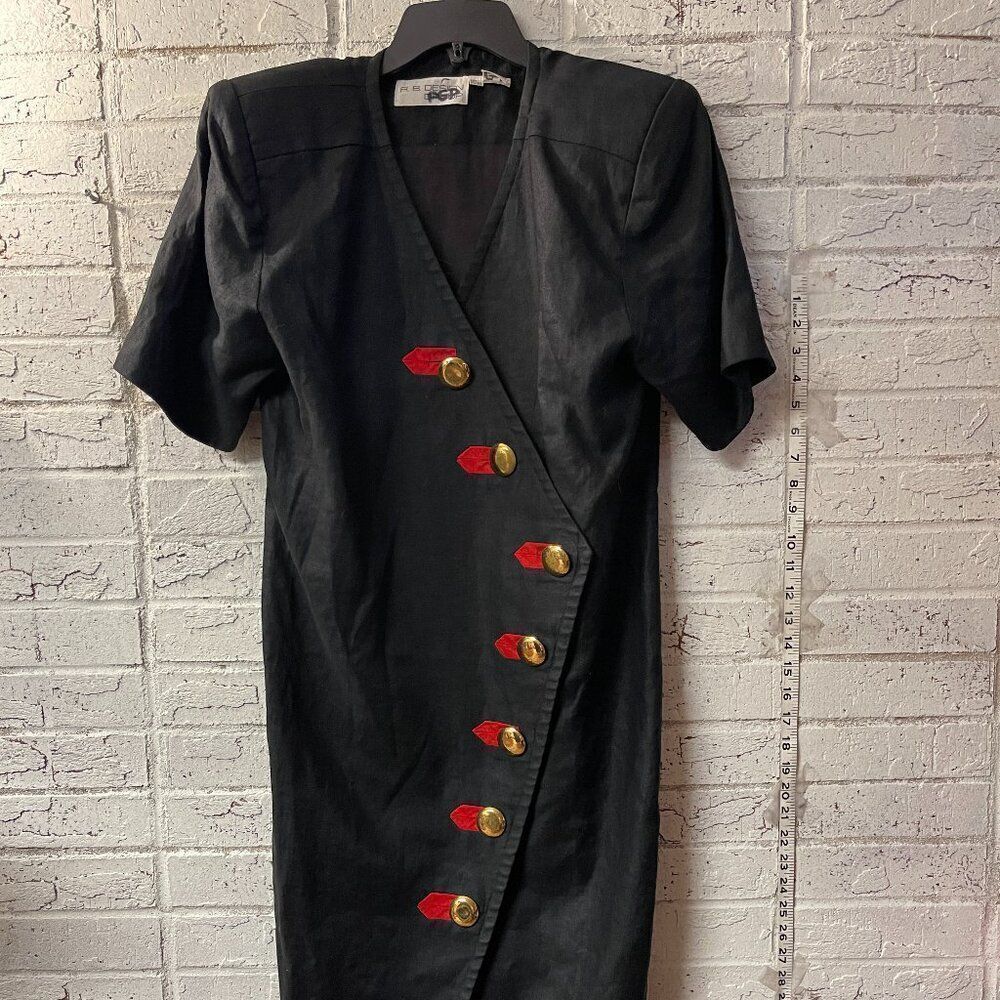 RARE R. B. Design Group Black Asymetrical Linen Dress Sz 10